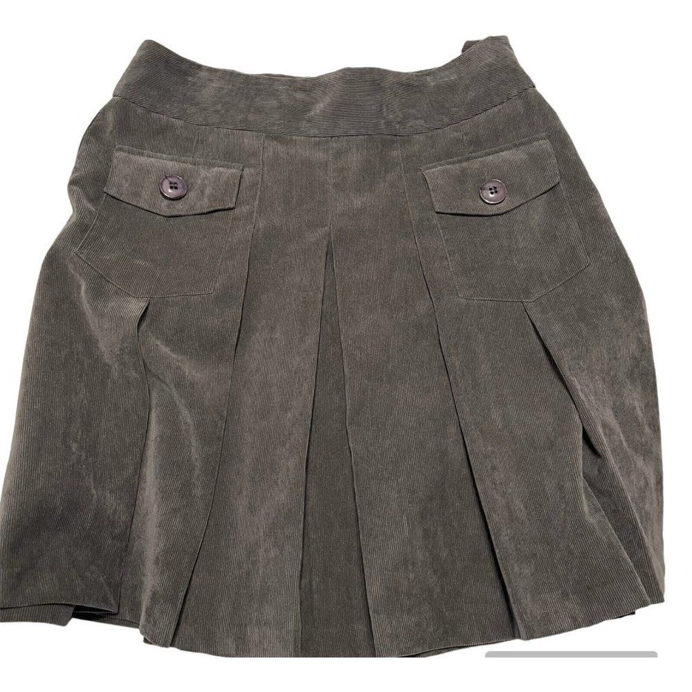 Chelsea & Theodore Corduroy A Line Skirt Women's Size 10 Gray Pockets
